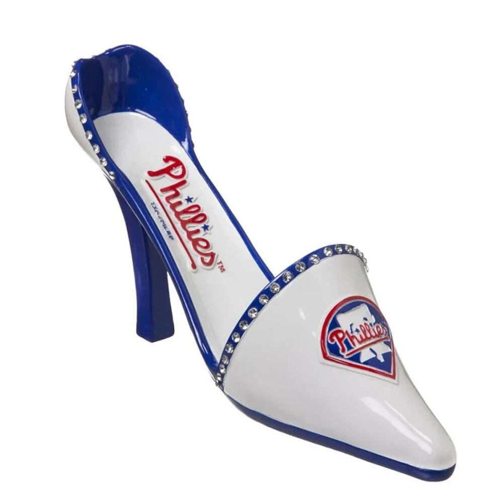 MLB Philadelphia Phillies Ceramic High Heel Shoe Wine Bottle Holder Bling Caddy